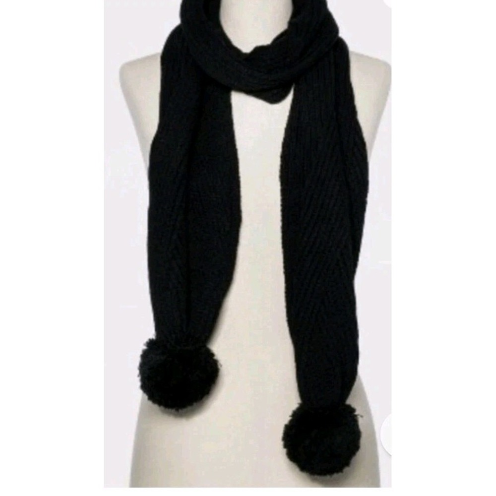Scarf Target A New Day Ribbed Pom‎ Womens Scarf Black